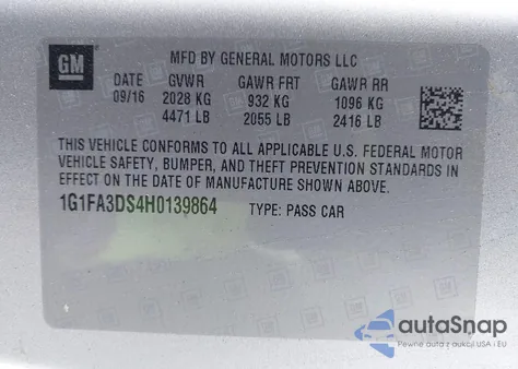 2017 Chevrolet Camaro 1Lt from USA, damaged, VIN 1G1FA3DS4H0139864